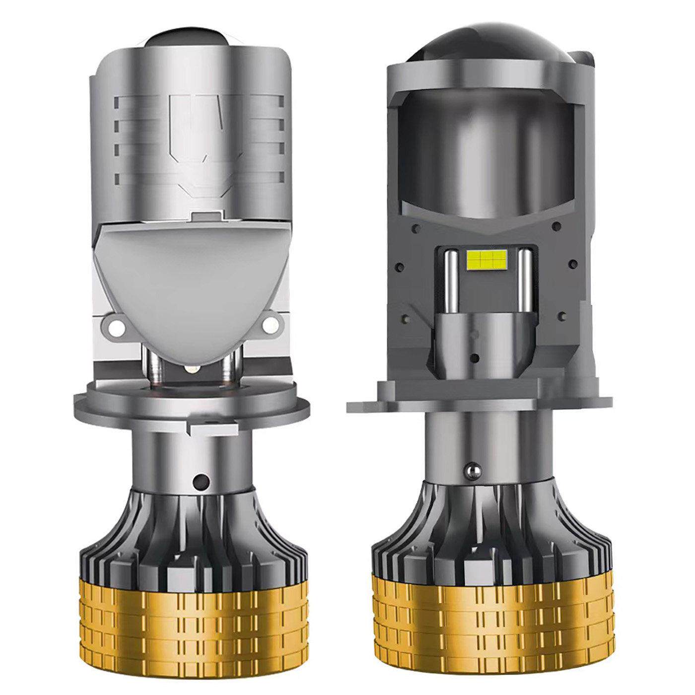 小汽车 货车12V 24V改装聚光超亮双光透镜双铜管H4 LED前照大灯泡