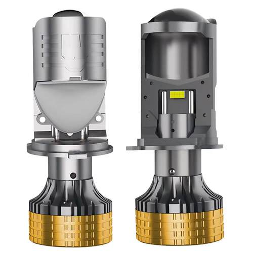 小汽车 货车12V 24V改装聚光超亮双光透镜双铜管H4 LED前照大灯泡