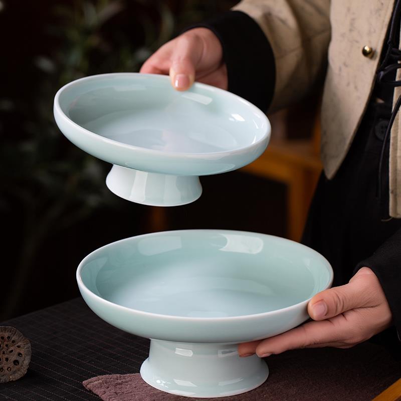 新中式高脚茶点盘供盘景德镇高足点心盘禅意干果坚果水果盘凉菜盘