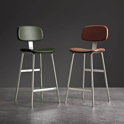 工业风软包靠背高脚凳铁艺吧台椅简约现代家用吧台凳酒吧椅高椅子