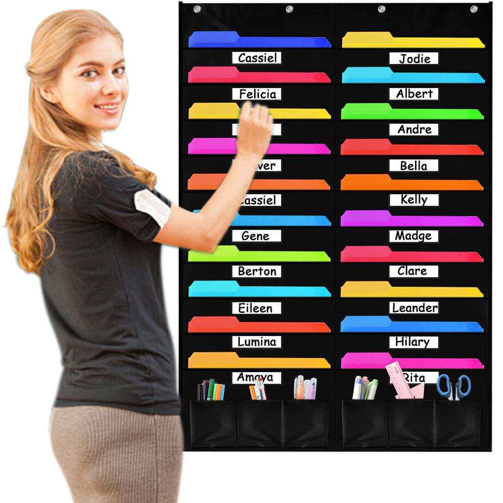 门后文件挂袋壁挂式文件收纳袋 20口袋有透明标签窗办公室文件袋