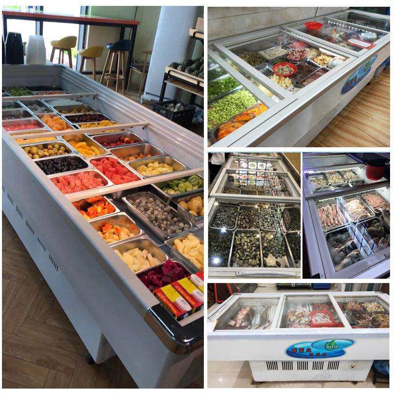 富雪岛冰柜商用卧式海鲜展示柜保鲜冷藏冷冻点菜烧烤串串冷柜铜管