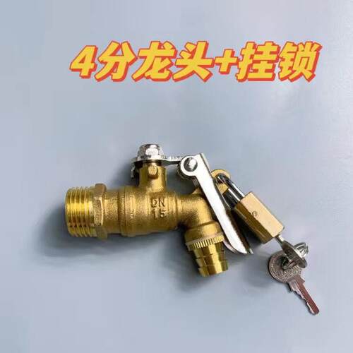 (2只装)4分铜带锁水龙头可挂锁防盗户外水龙头铜水嘴自行加锁DN15