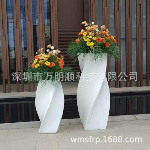 螺旋形玻璃钢大花盆组合商场广场装饰落地花器创意摆件耐腐蚀植物