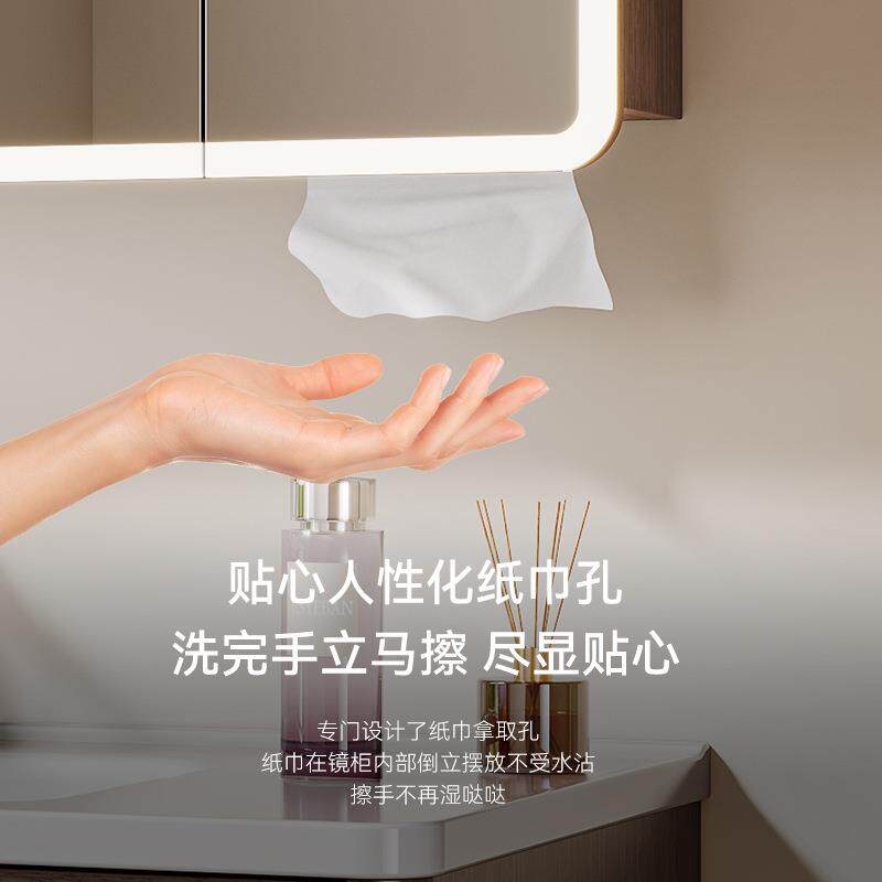 中古风实木浴室柜陶瓷一体盆洗手台一体台盆胡桃木双抽储物浴室柜