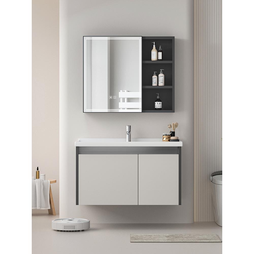 不锈钢蜂窝铝卫生间陶瓷一体盆洗手洗脸盆洗漱台浴室柜组合小户型