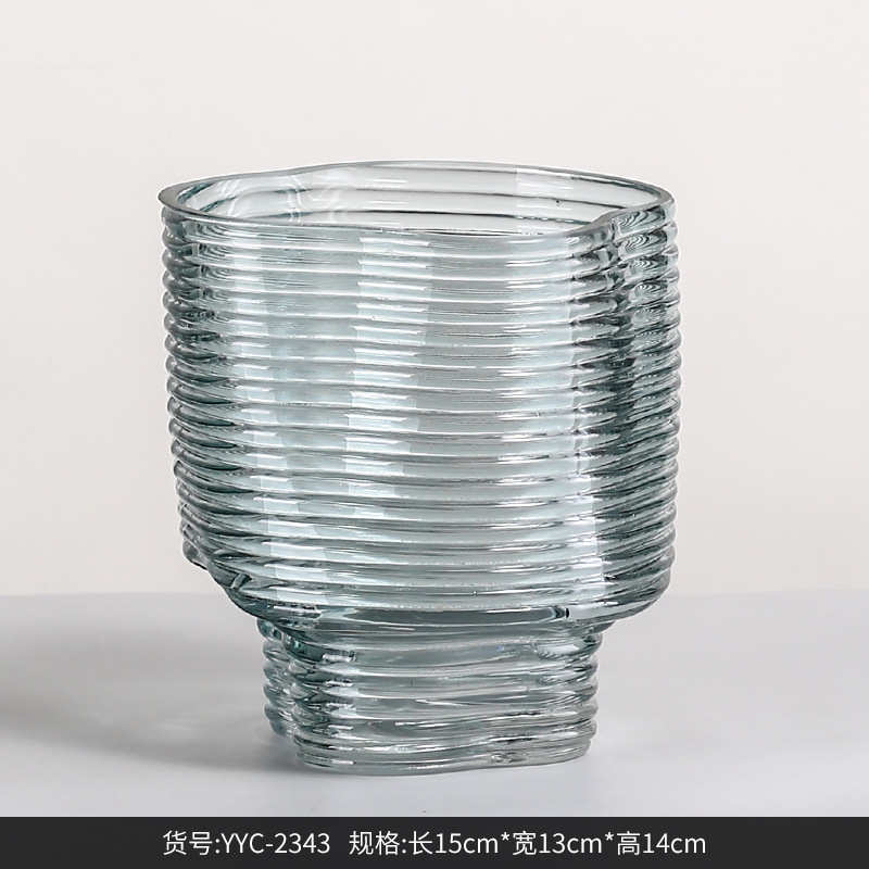 水培西花玻璃家居轻奢花瓶家居器 客厅博水果盘创意透明摆件北欧