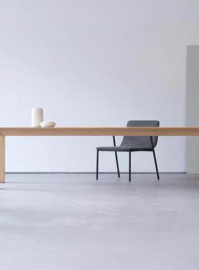 北欧全实木极简书桌长桌设计师原木色餐桌简约现代洽谈桌办公桌