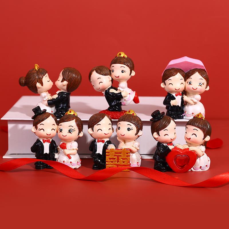 新郎新娘婚礼婚婚树脂娃娃摆F037件礼品饰品庆结婚摆饰房新中式