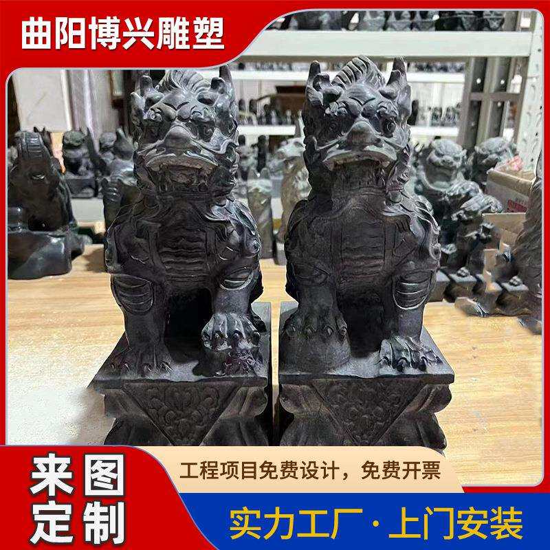 石雕麒麟青石厂家销售现货石材雕刻小动物摆件大理石麒麟雕塑