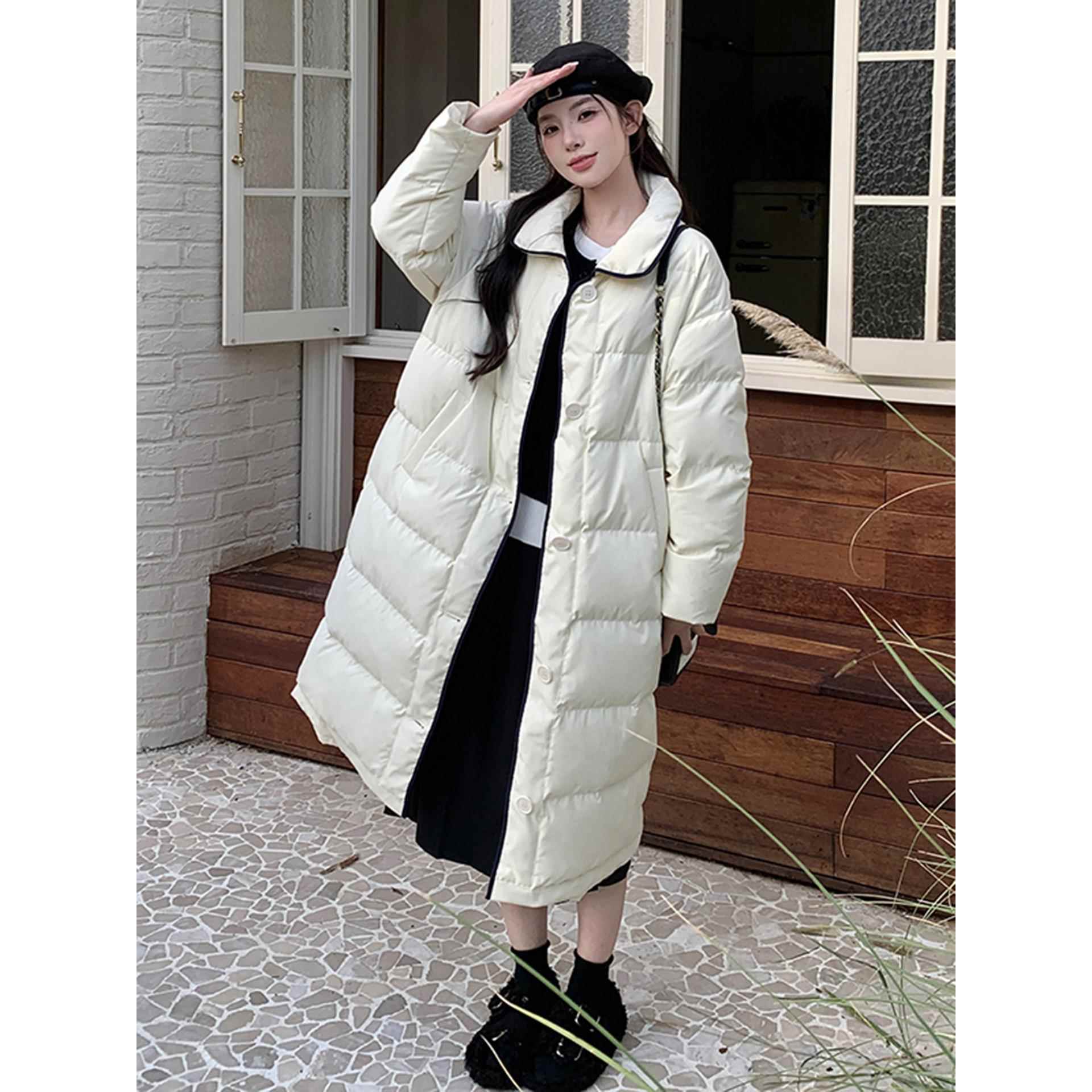 韩版奶fufu减龄长款羽绒服女2025冬季新款显瘦保暖加厚白鸭绒外套