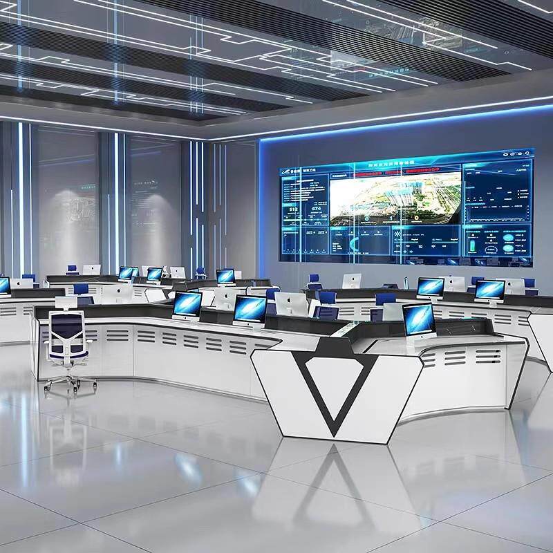 指挥中心控制台监控室科技感六人工作位操作台监控台中控室电脑桌