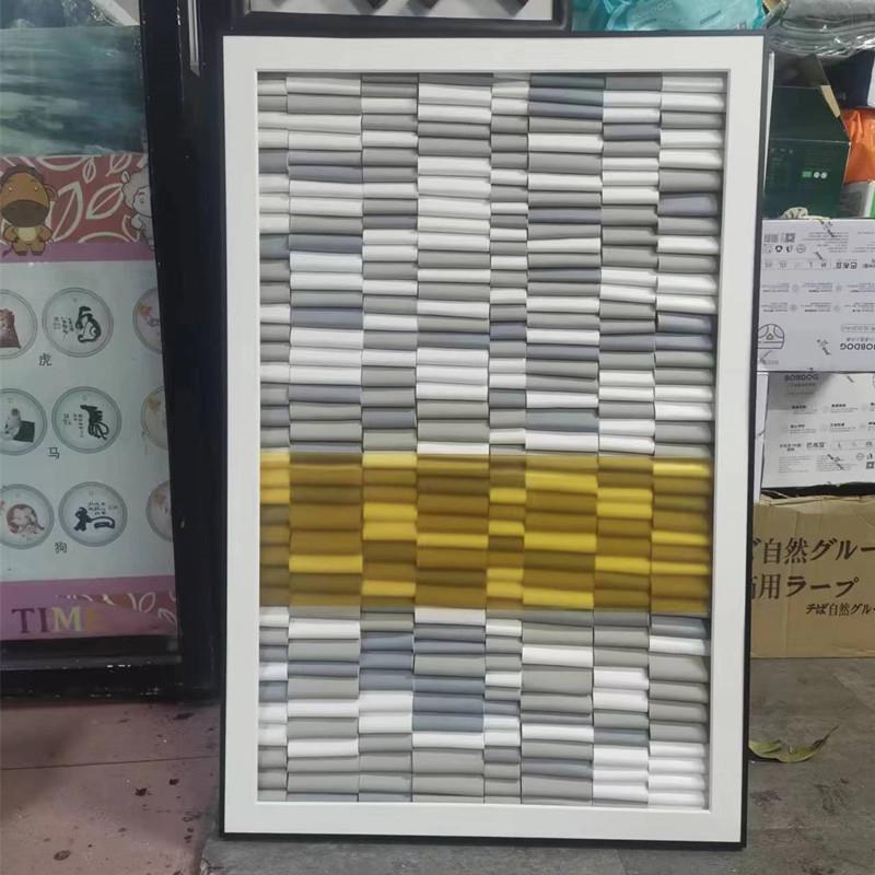 样板房物画波皮立体挂画浪墙壁实挂饰酒店60*革90现03货亚克力罩