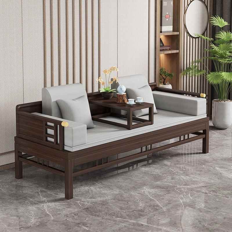 新中经式典罗汉床厅阳台客办公简约沙发床可推拉实木贵妃床KCS室