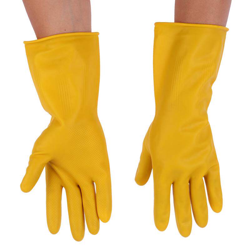 新款直销包邮加厚乳胶手套家用洗碗清洁手套牛筋加长加厚隔酸碱手