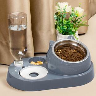 Ceramic Cat Dog Bowl Dish with Wood Stand No Spill Pet Food