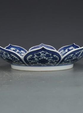 大清雍正青花龙纹盘仿古瓷器古董古玩收藏品老货摆件