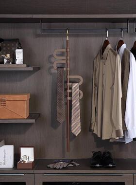 样板房衣帽间意式轻奢衣服皮鞋软装咖色主题商务男士衣柜装饰品