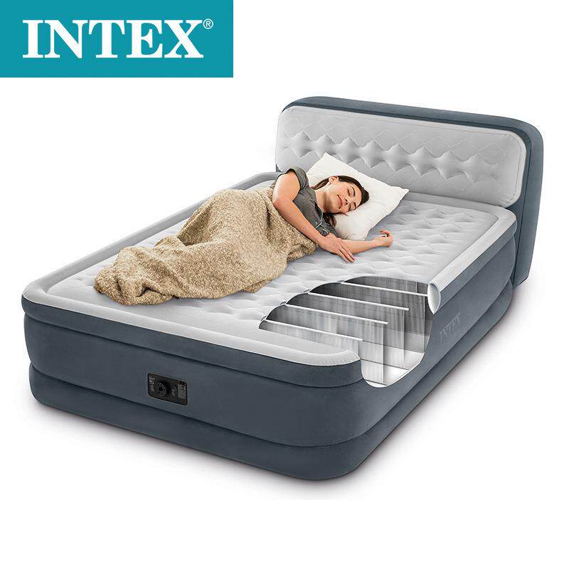 INTEX64448植绒内置电泵充气床垫家用户外便携式折叠pvc现代简约
