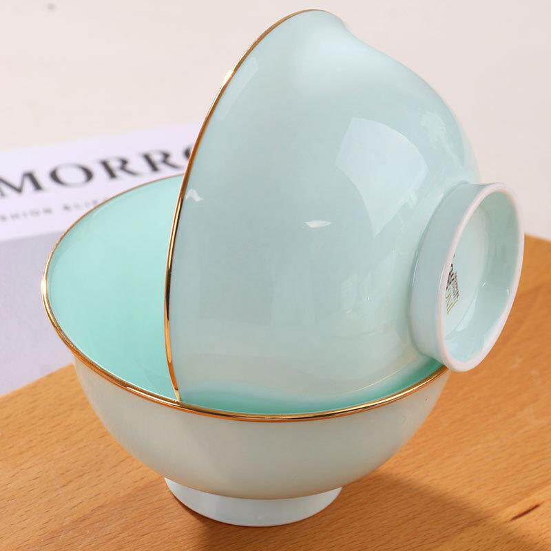 10个装家用吃饭中式米饭碗组合套装骨瓷金边碗大号汤碗面碗瓷碗