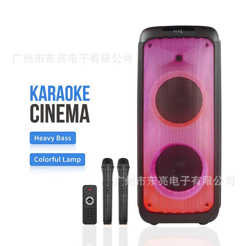 JBI双10寸大功率P.M.P.O18000W双麦克风火焰灯光聚会派对音箱