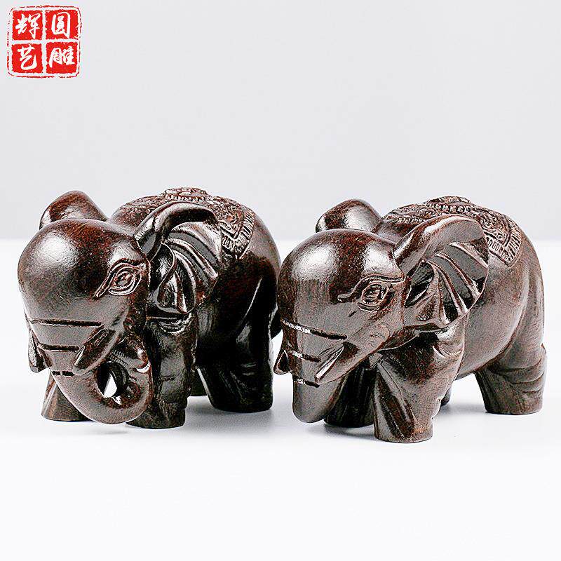 黑檀沉香手把件装饰品 木雕皮黑富贵大象工艺品 木制品加工摆件