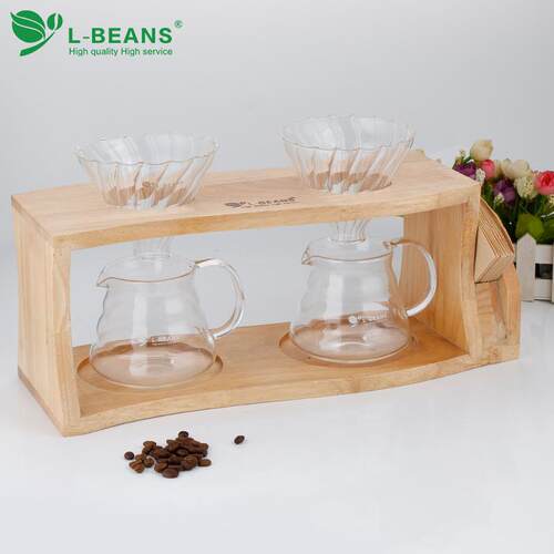 L-BEANS双孔手冲架 咖啡滴滤架 咖啡滤杯架 过滤支架 木制手冲架