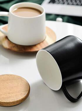 Coffee cup 400ml ceramic tea cup with wooden plate cup cover