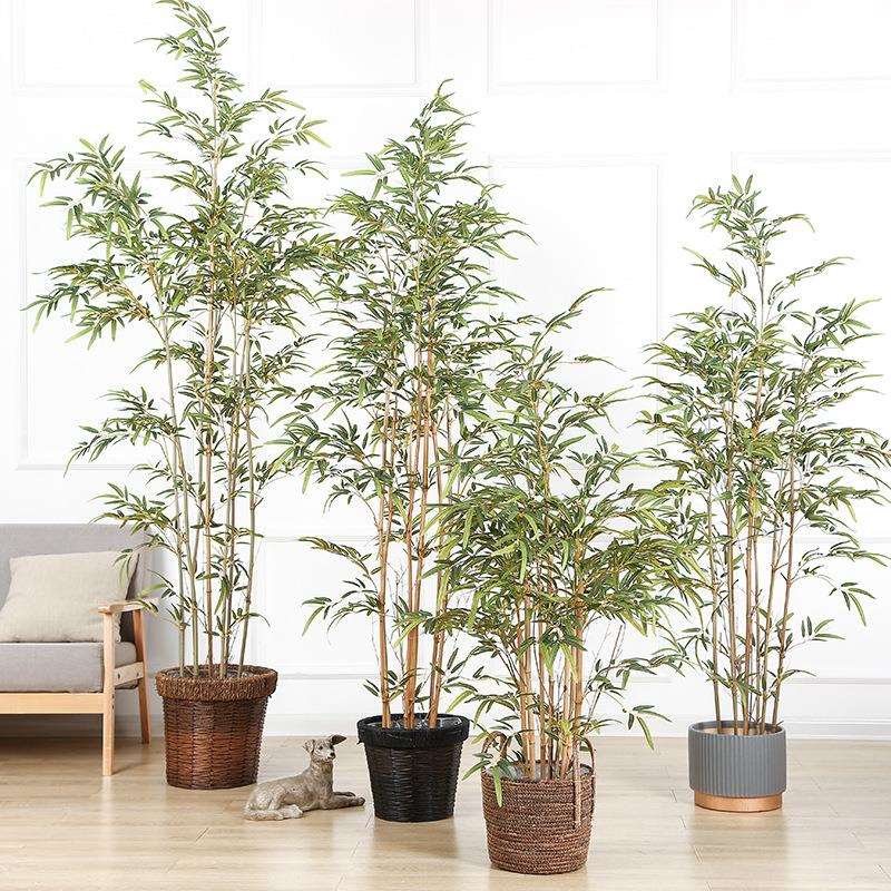 加密新中式仿真竹子盆栽假树绿植物毛竹落地橱窗造景装饰盆景摆件