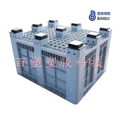 带子KIC塑料卡板箱九脚胶托盘箱川塑字封轮卡板箱叉车密运输周转