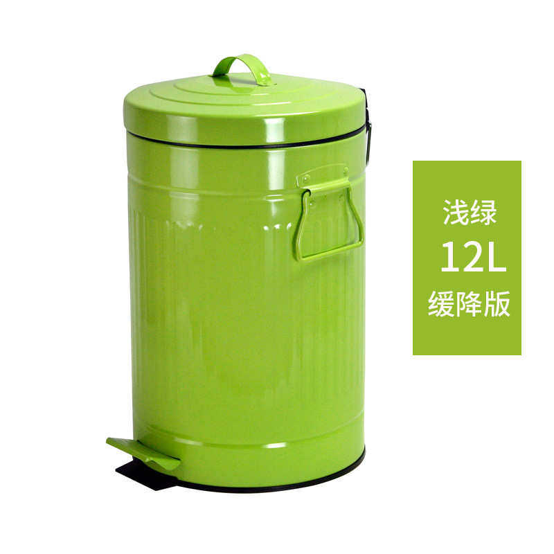 ihouse垃圾桶批发创意垃圾桶客厅12L圆形脚踩静音缓降酒店现货