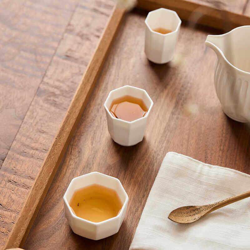 木墨生活无古闻香杯 棱形陶瓷下午茶泡茶功夫简约白瓷茶杯子
