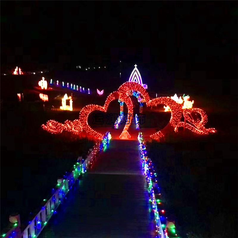 LED爱心户外发光玫瑰花造型灯商场公园动物装饰景观灯光节亮化灯