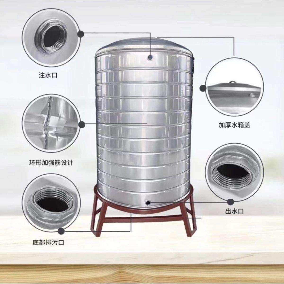 楼顶包邮水箱304不锈钢桶蓄水立式水桶家用加厚酒罐凉水塔太阳能