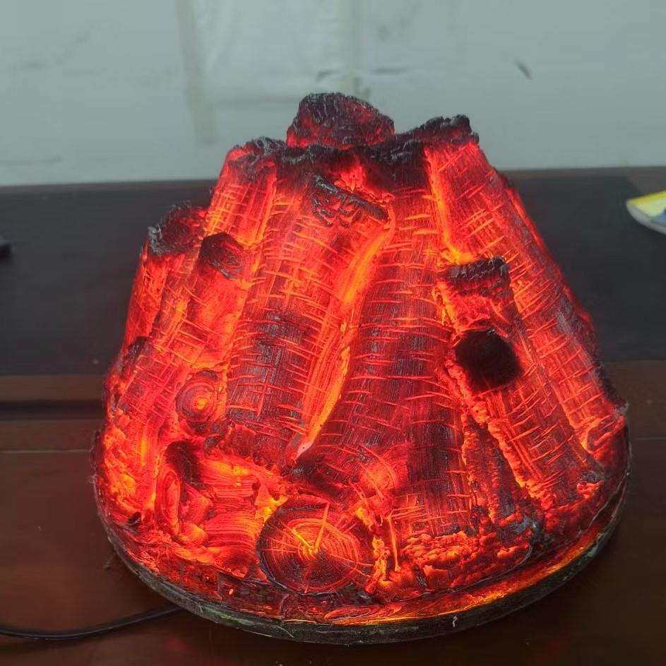 仿真炭假炭火焰圆形电炭炉装饰火盆婚庆篝火道具仿真木炭电火盆