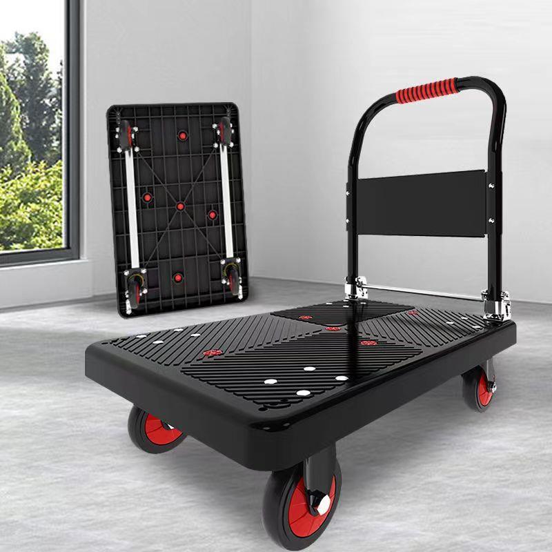 (10年不换车)四轮小推车拉货小拉车摆摊推货平板车折叠拖车手推车