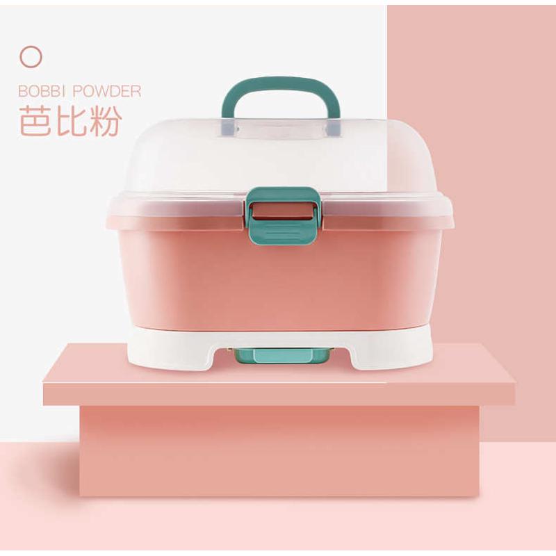 严选塑料奶瓶收纳盒宝宝餐具母婴用品奶粉收纳箱防潮防尘沥水碗柜