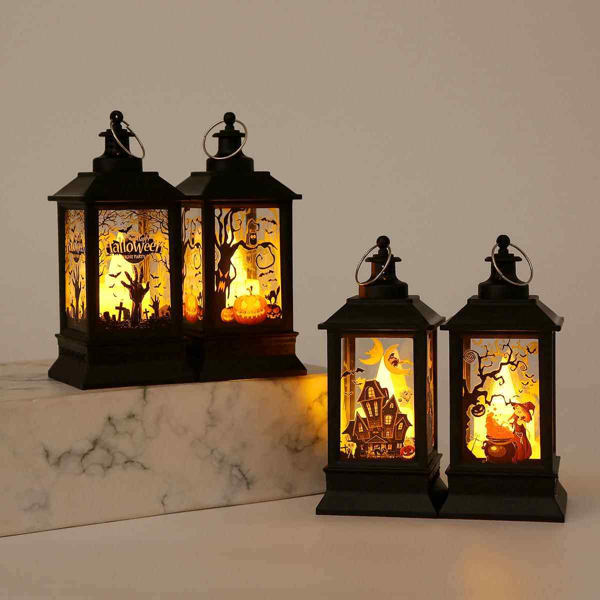 万圣节道具儿童手提南瓜灯复古风灯氛围场景布置摆件女巫骷髅挂饰