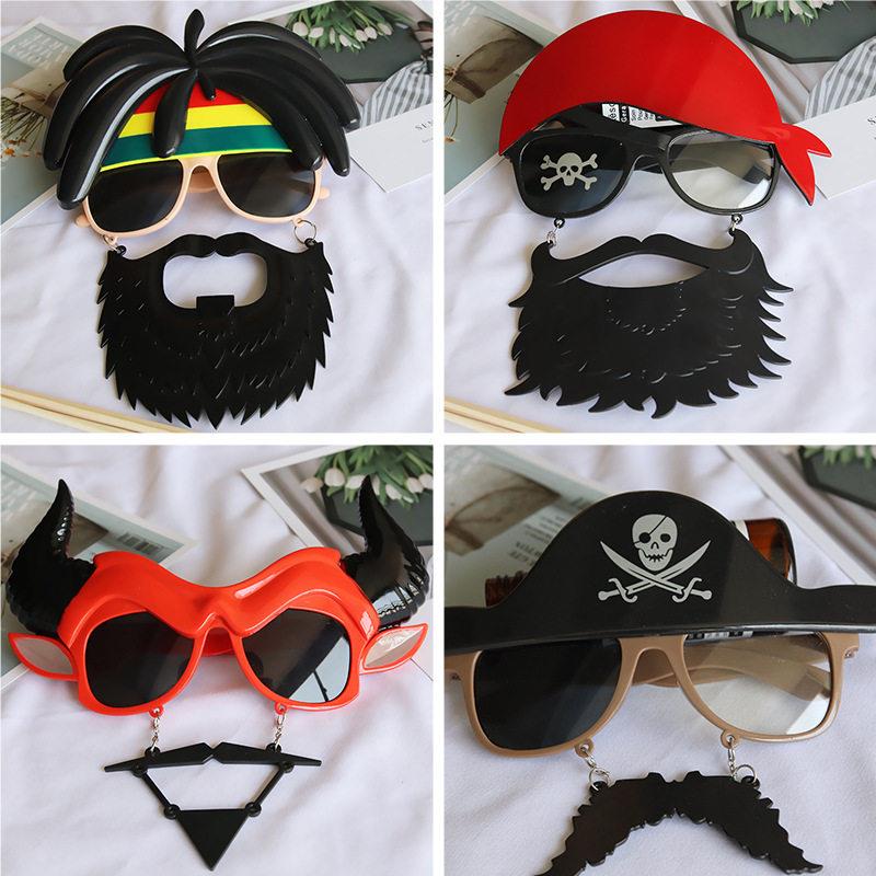 Halloween Glasses Beard party Skull pirate decorations 海盗 - 实物图