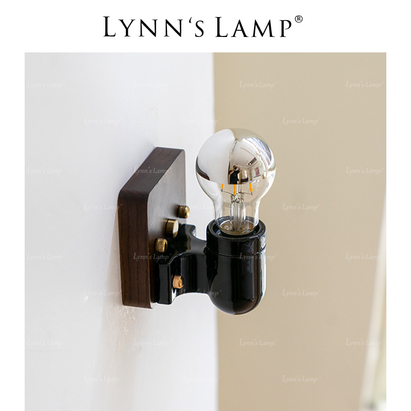 Lynn's立意 实木中古壁灯床头背景墙mcm胡桃木色卧室日式侘寂风灯