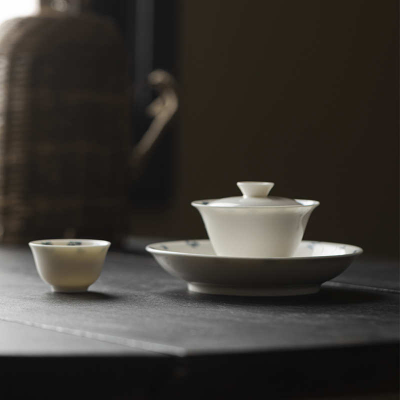 功夫己配件茶壶泡茶具承墨陶瓷底托盘壶茶点圆盘盘子手写干诗文