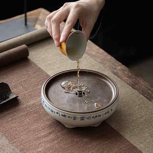 古青古壶承手写旧青花釉下拟茶古陶瓷干泡盘古mjtc仿铜做小盘