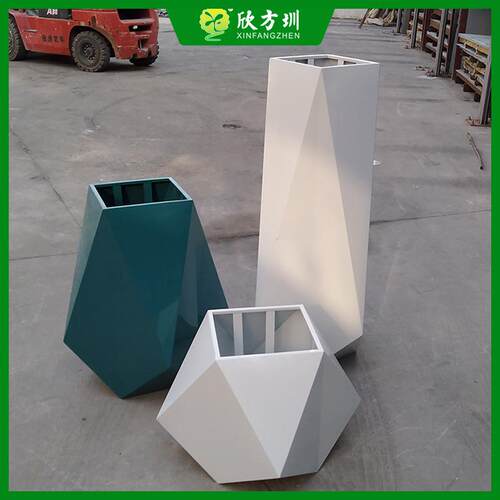 室内菱形喷粉烤漆喷塑不锈钢花盆金属创意简约商用购物商场花箱