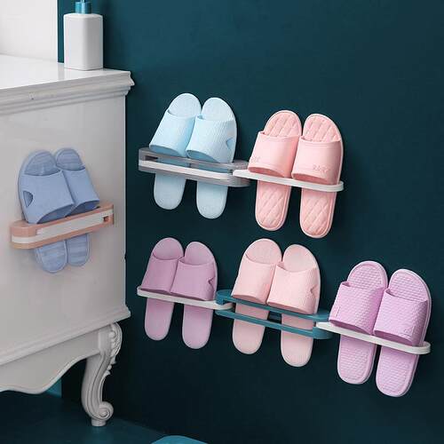 3-in-1 No-Drill Bathroom Slipper Rack, Wall-Mounted Storage
