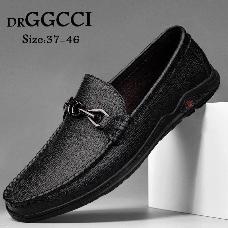 DRGGCCI男士豆豆鞋2026年春季新款真皮商务休闲皮鞋男英伦风舒适