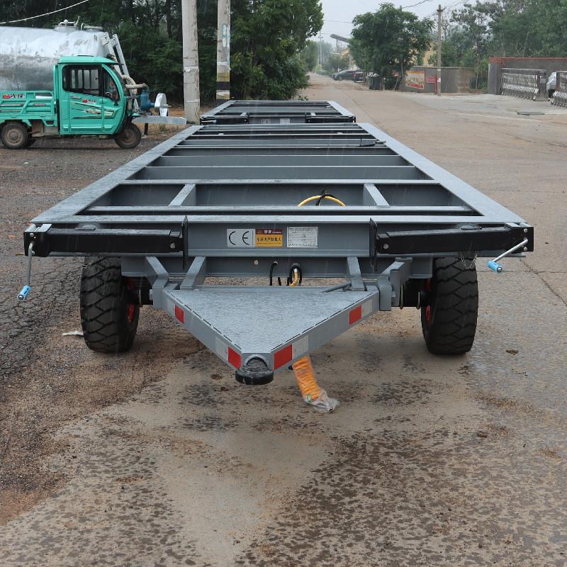 4轮牵引工具车框架拖车 大型物流运输车房屋移动车 工矿平板车