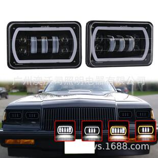 现货4X6方灯越野卡货车改装 天使眼LED大灯加支架工作灯