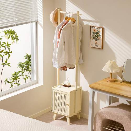 架卧室户型实木落小地带抽屉床4头柜挂衣一体家用帽带床头柜的衣