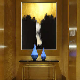 现代简约装饰画客厅沙发背景墙画手绘油画酒店样板房挂画巨幅壁画