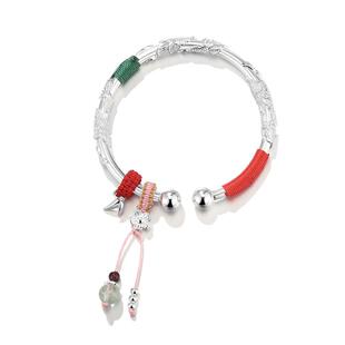 高档clect珂9里连理枝银手镯女子款纯银9实9足银镯母亲节礼物用送